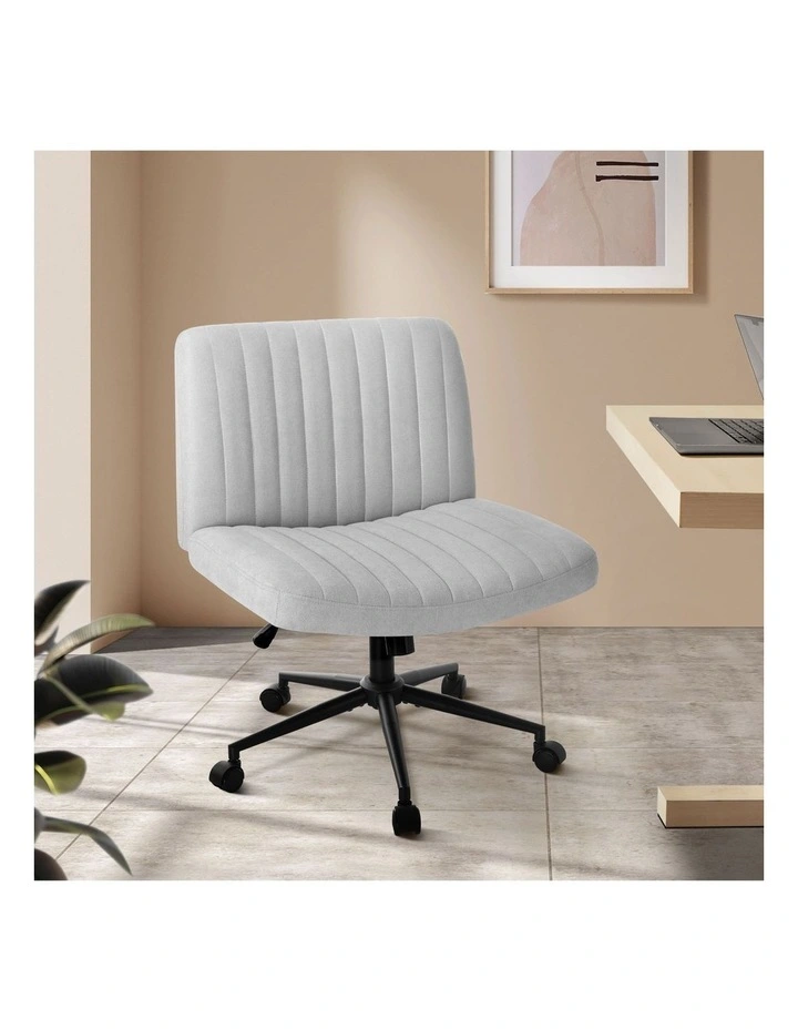 Oikiture Armless Office Desk Chair Linen Grey image 4