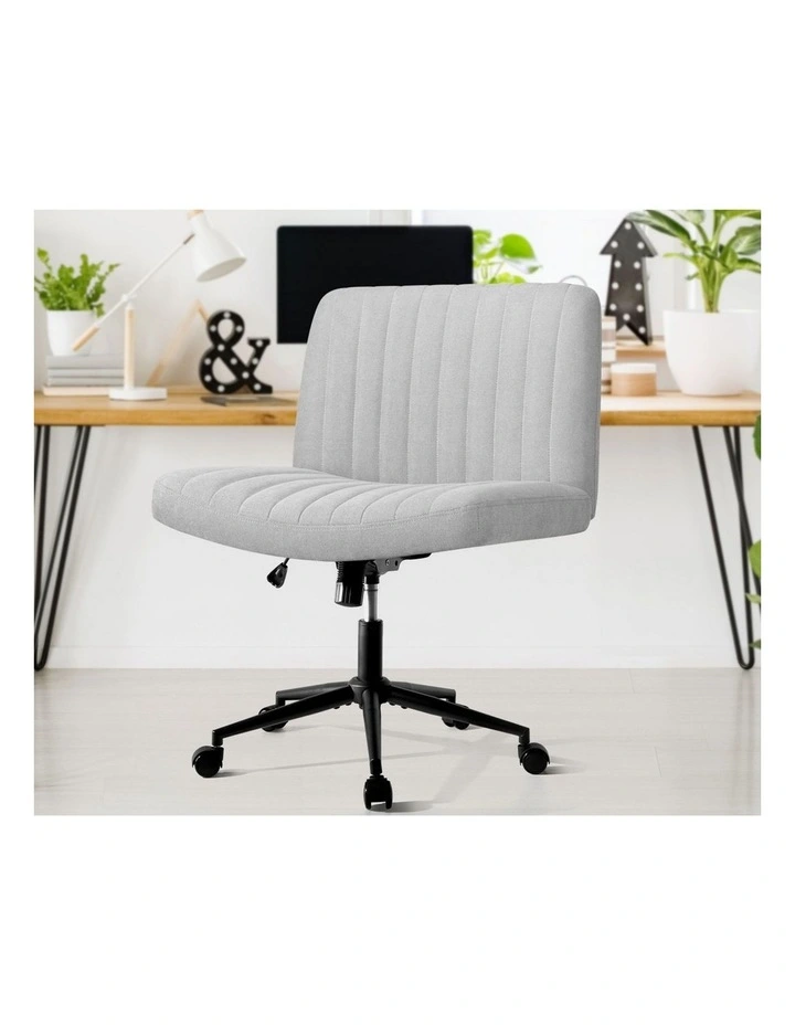 Oikiture Armless Office Desk Chair Linen Grey image 5