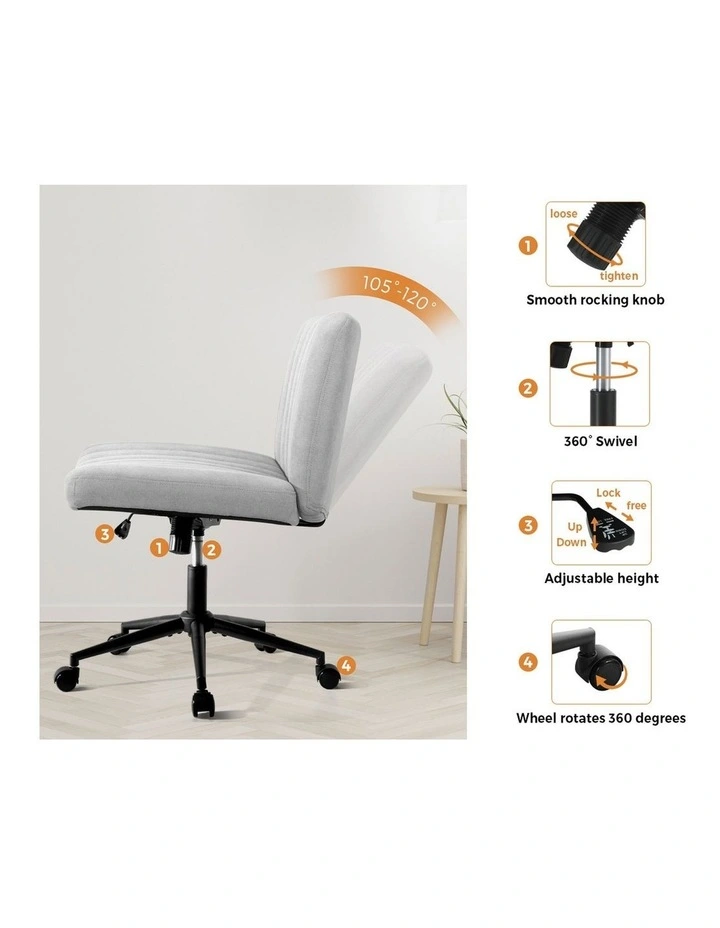 Oikiture Armless Office Desk Chair Linen Grey image 6