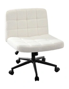Oikiture Armless Office Desk Chair Boucle White
