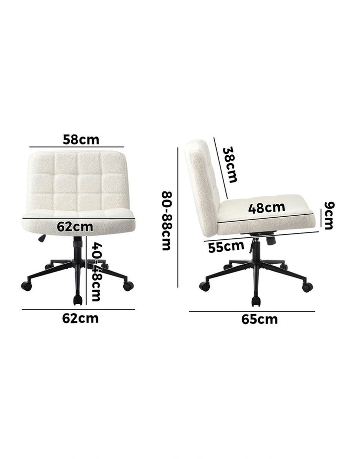 Oikiture Armless Office Desk Chair Boucle White image 3