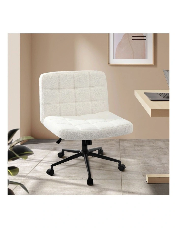 Oikiture Armless Office Desk Chair Boucle White image 4