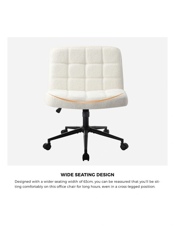 Oikiture Armless Office Desk Chair Boucle White image 7
