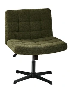 Oikiture Mid Back Armless Office Desk Chair Boucle Green