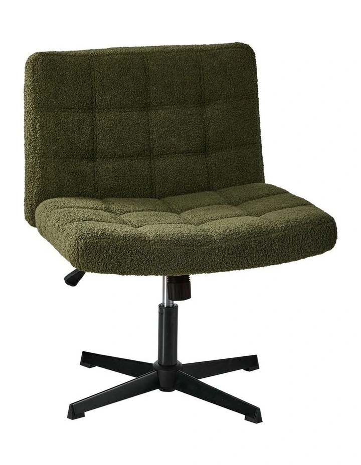 Oikiture Mid Back Armless Office Desk Chair Boucle Green image 1