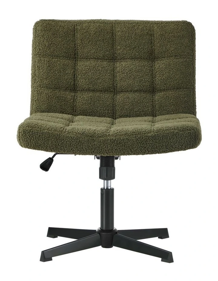 Oikiture Mid Back Armless Office Desk Chair Boucle Green image 2