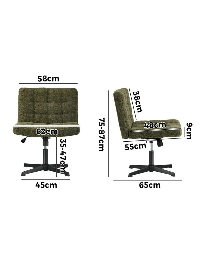 Oikiture Mid Back Armless Office Desk Chair Boucle Green image 3