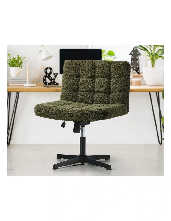 Oikiture Mid Back Armless Office Desk Chair Boucle Green image 5