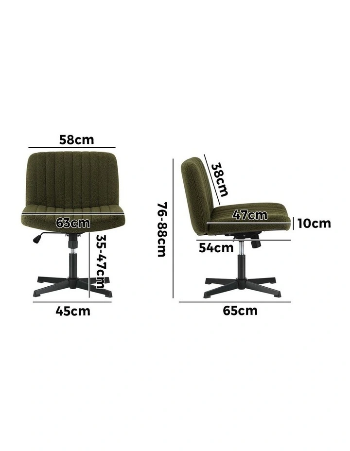 Oikiture Armless Office Desk Chair Sherpa Green image 3
