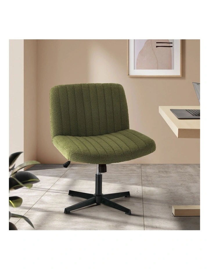 Oikiture Armless Office Desk Chair Sherpa Green image 4