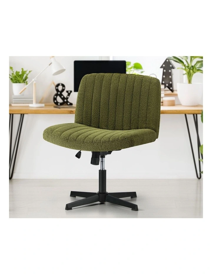 Oikiture Armless Office Desk Chair Sherpa Green image 5