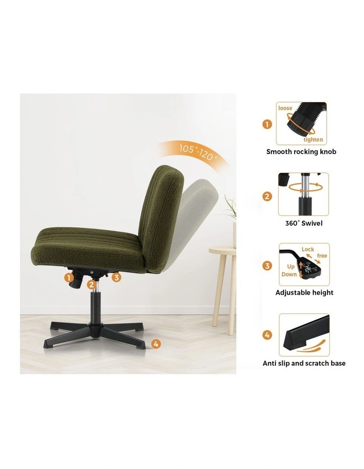 Oikiture Armless Office Desk Chair Sherpa Green image 6
