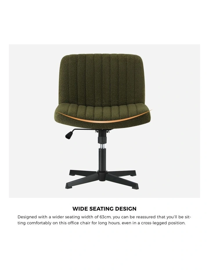 Oikiture Armless Office Desk Chair Sherpa Green image 7