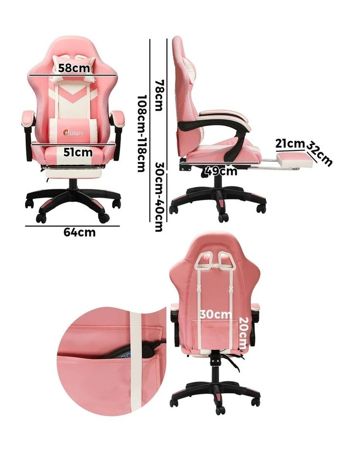 Oikiture LED Massage Gaming Chair image 3