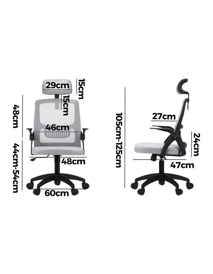 Oikiture Mesh Office Chair Fabric Black&Grey image 3