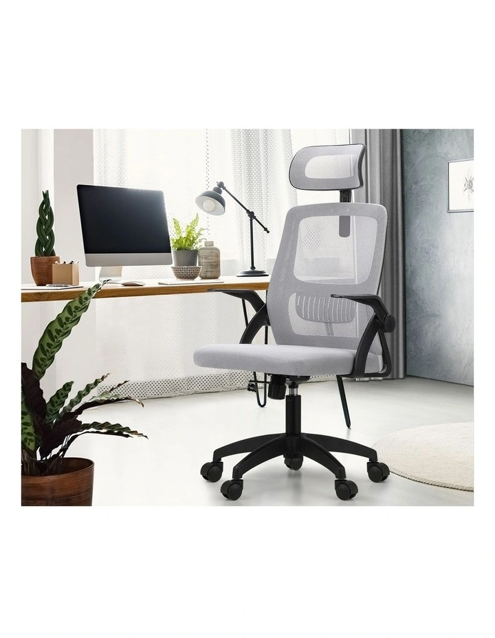 Oikiture Mesh Office Chair Fabric Black&Grey image 5
