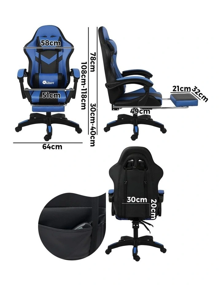 Oikiture LED Massage Gaming Chair image 3