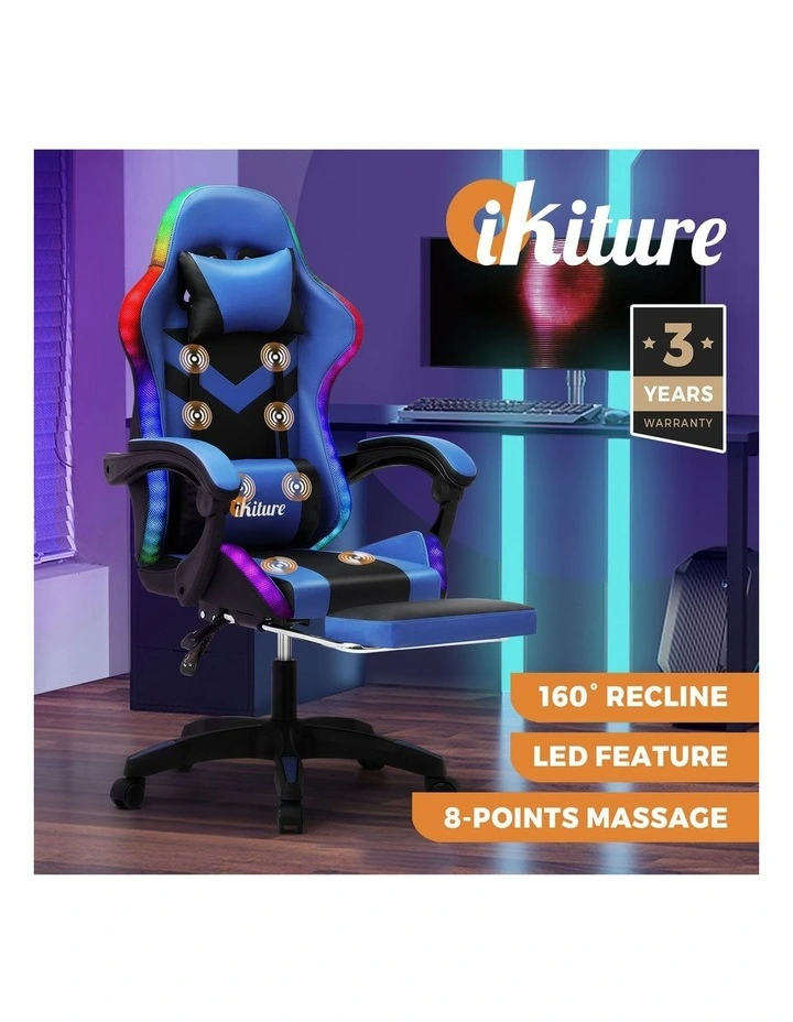 Oikiture LED Massage Gaming Chair image 4