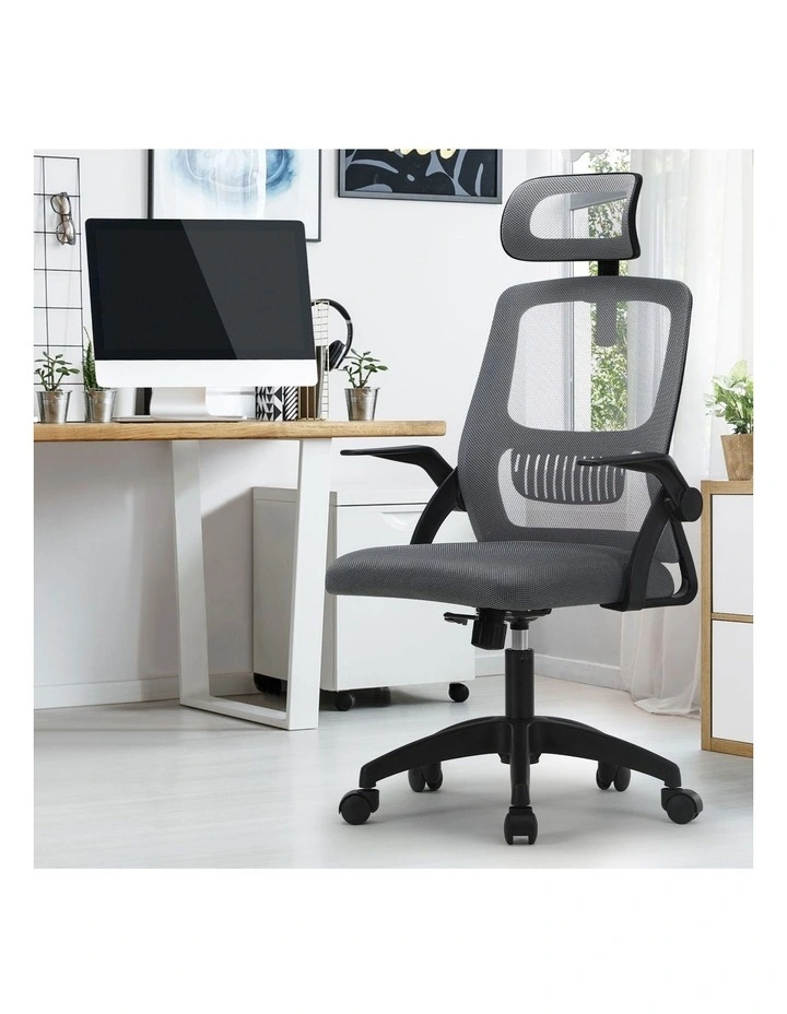 Oikiture Mesh Office Chair Fabric Dark Grey&Black image 4