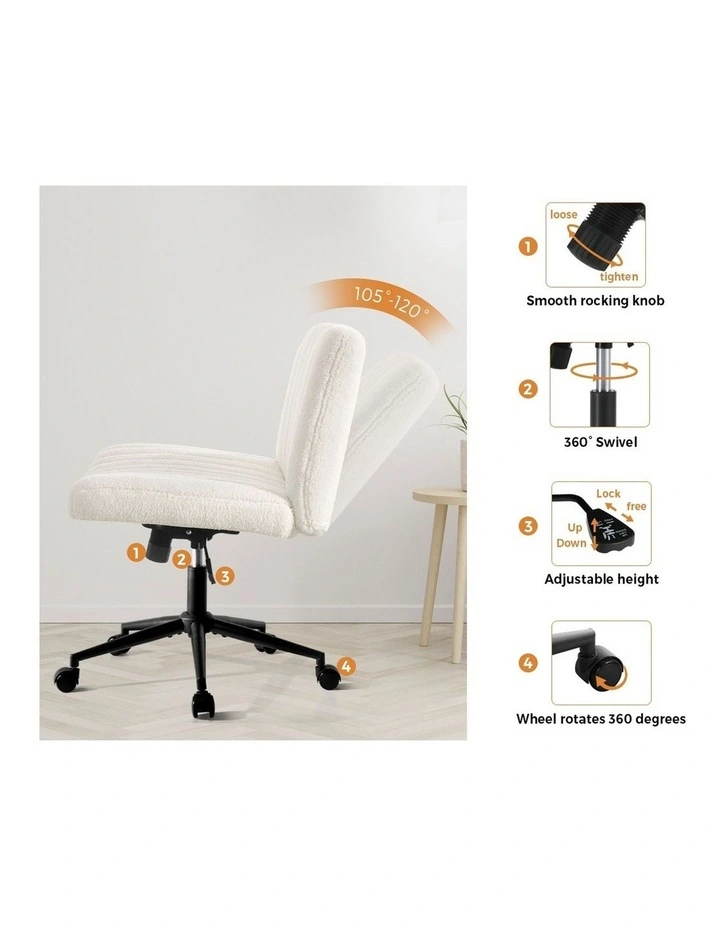 Oikiture Armless Office Chair White image 6