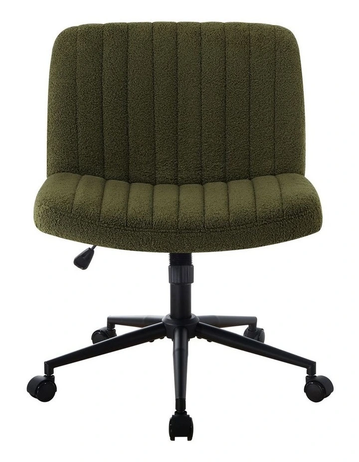 Oikiture Office Desk Chair Armless Sherpa Green image 2