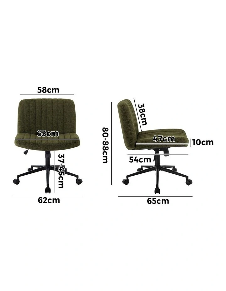 Oikiture Office Desk Chair Armless Sherpa Green image 3