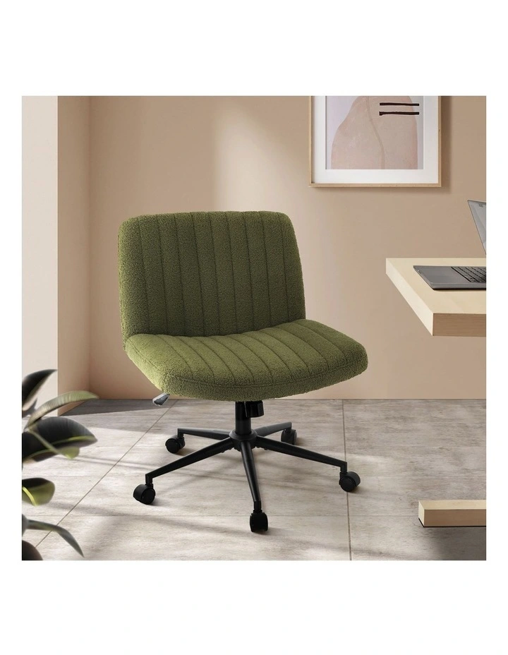 Oikiture Office Desk Chair Armless Sherpa Green image 4