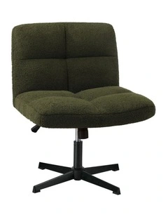 Oikiture  Armless Office Desk Chair  Boucle Green
