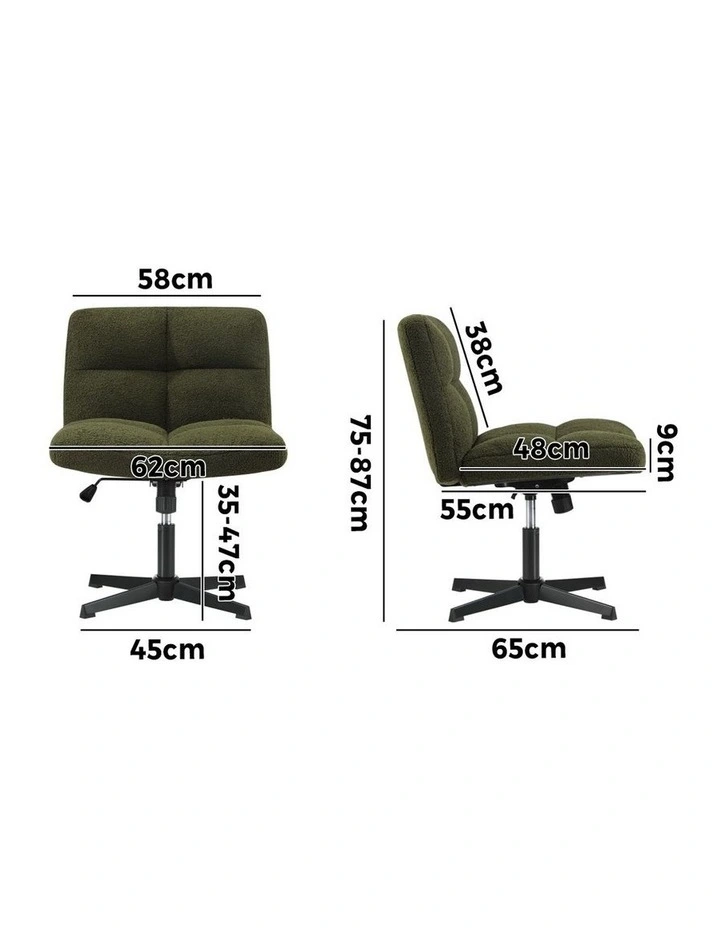 Oikiture  Armless Office Desk Chair  Boucle Green image 3