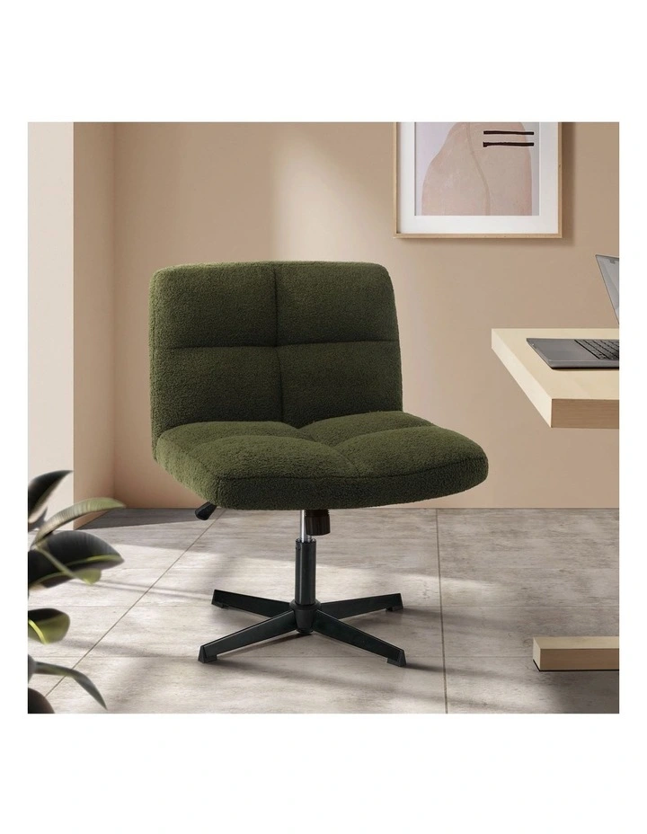Oikiture  Armless Office Desk Chair  Boucle Green image 4