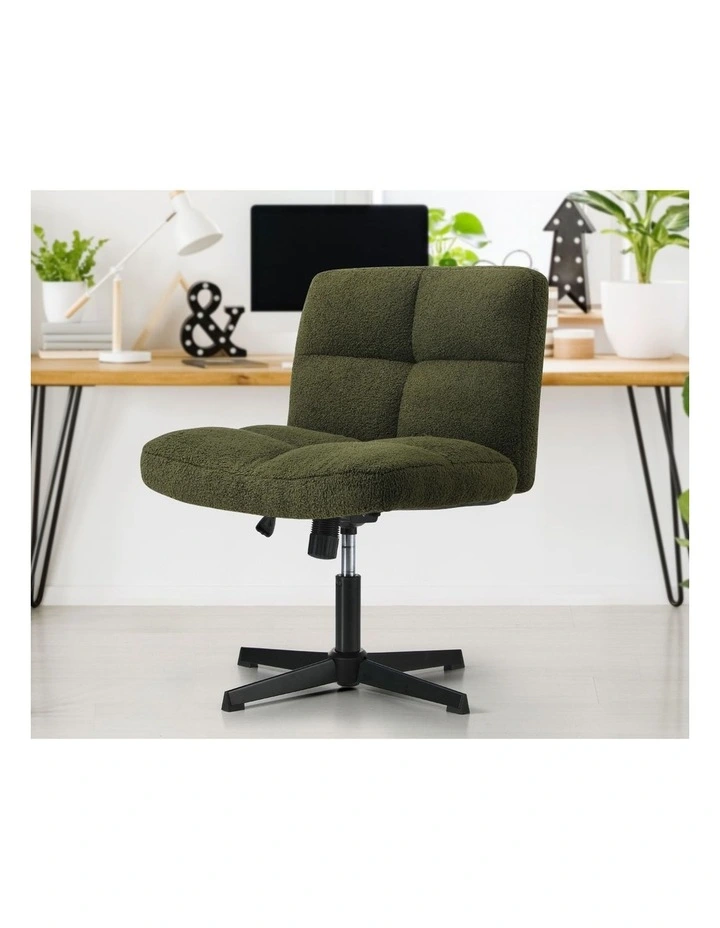 Oikiture  Armless Office Desk Chair  Boucle Green image 5