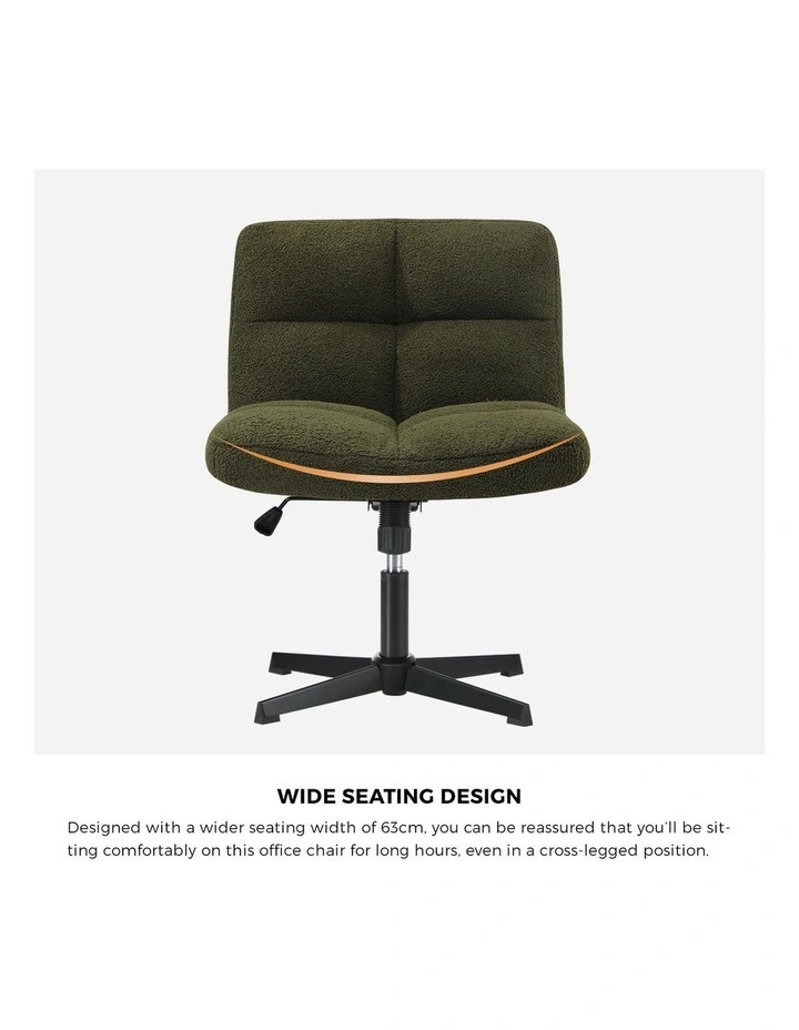 Oikiture  Armless Office Desk Chair  Boucle Green image 7