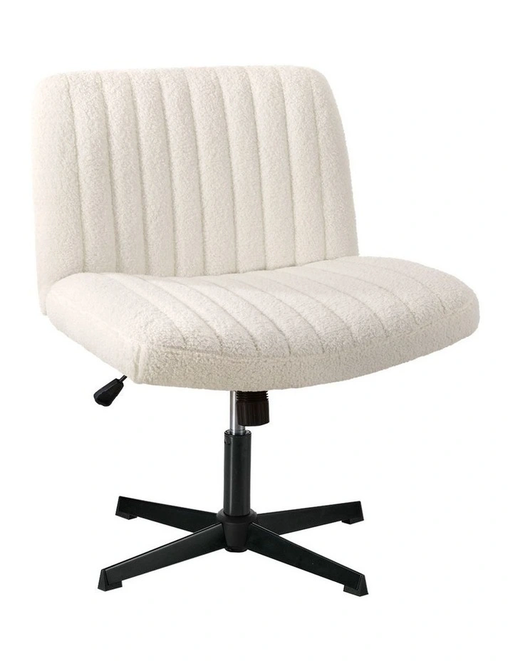 Oikiture Armless Office Desk Chair Sherpa White image 1