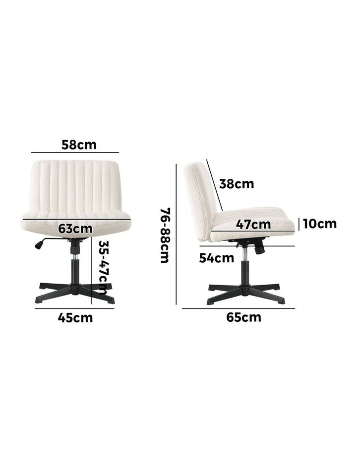 Oikiture Armless Office Desk Chair Sherpa White image 3