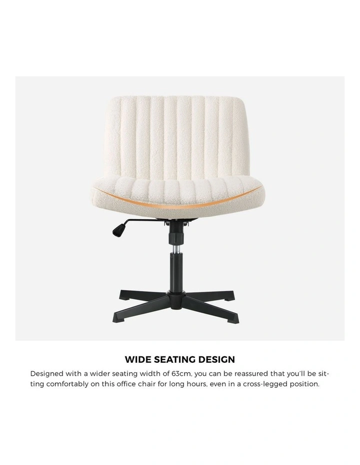 Oikiture Armless Office Desk Chair Sherpa White image 7