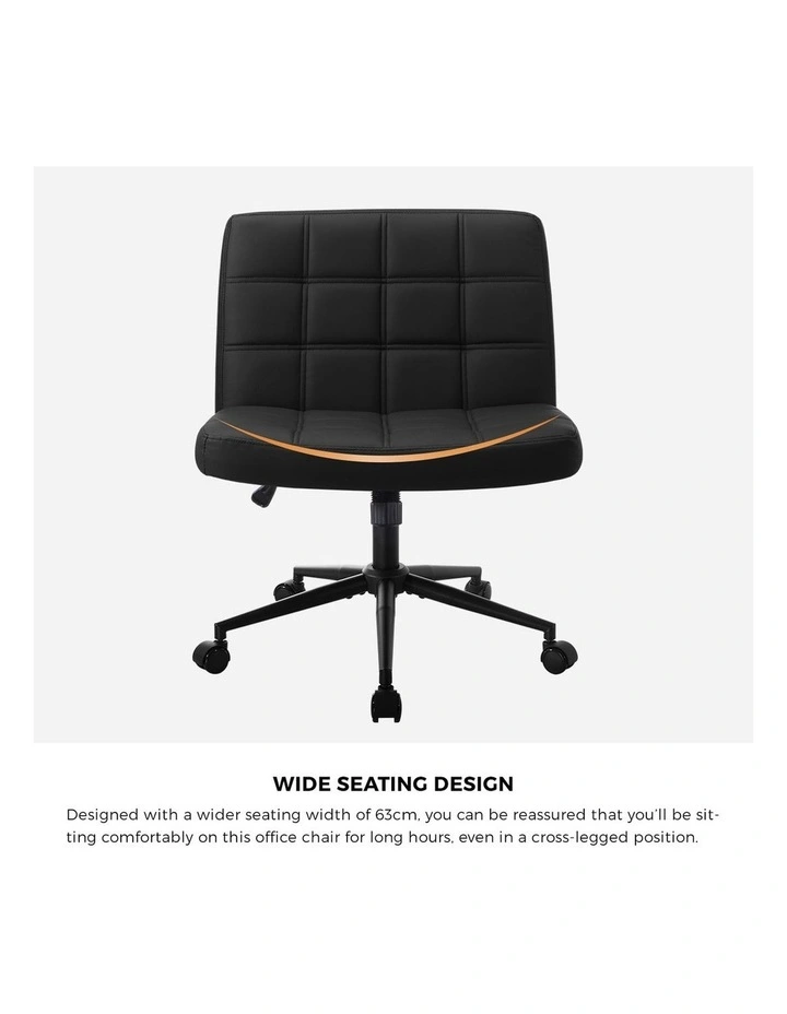 Oikiture Armless Office Desk Chair PU Leather Black image 7