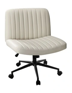 Oikiture Armless Office Desk Chair Leather
