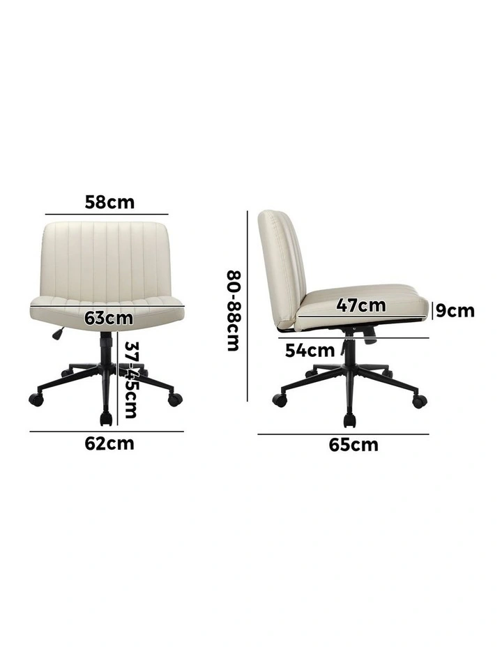 Oikiture Armless Office Desk Chair Leather image 3
