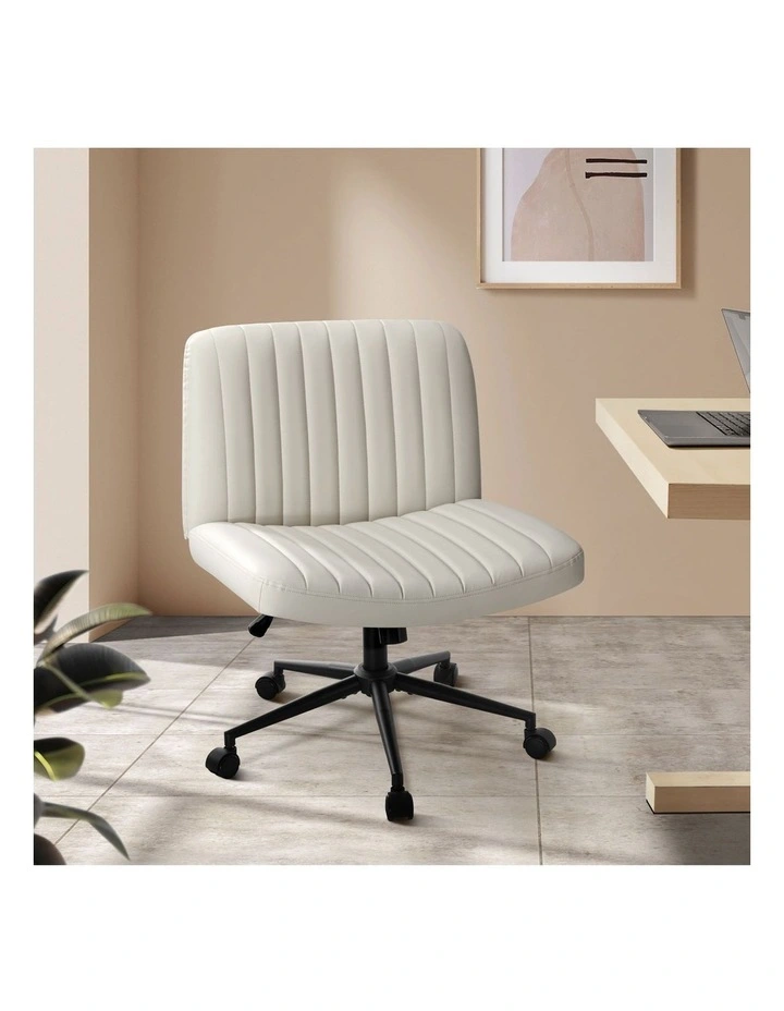 Oikiture Armless Office Desk Chair Leather image 4