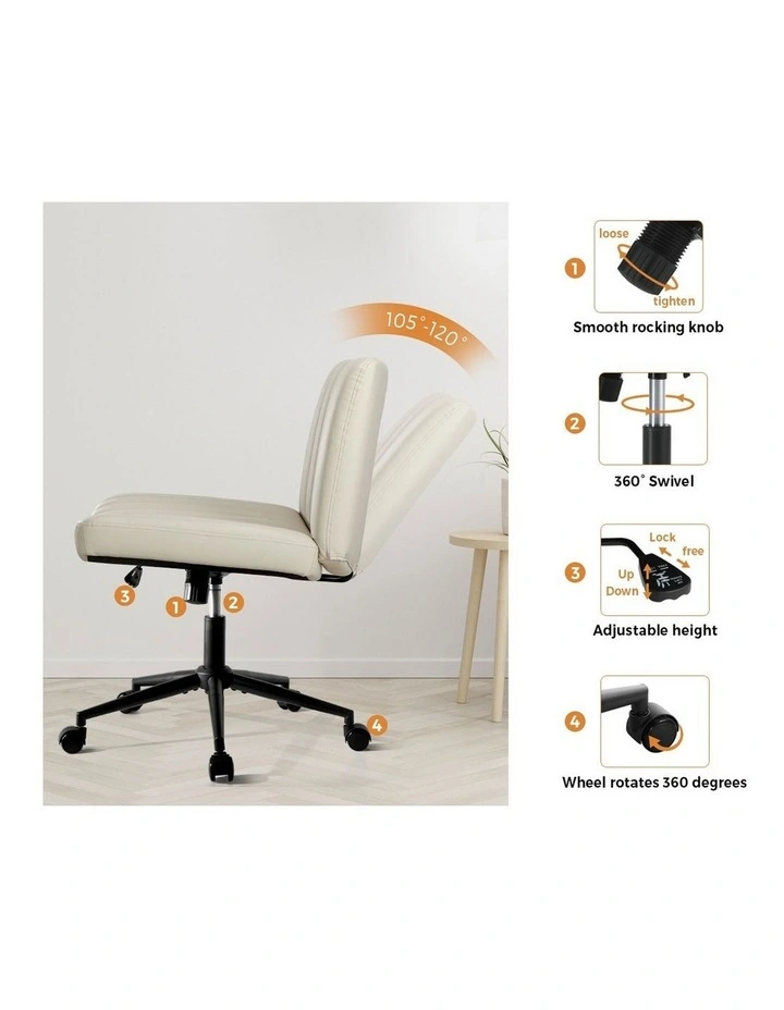 Oikiture Armless Office Desk Chair Leather image 6