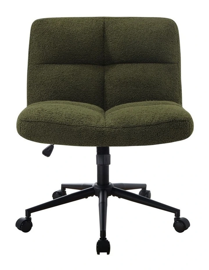 Oikiture Armless Office Desk Chair Boucle Green image 2