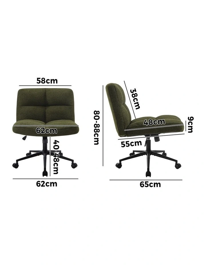 Oikiture Armless Office Desk Chair Boucle Green image 3
