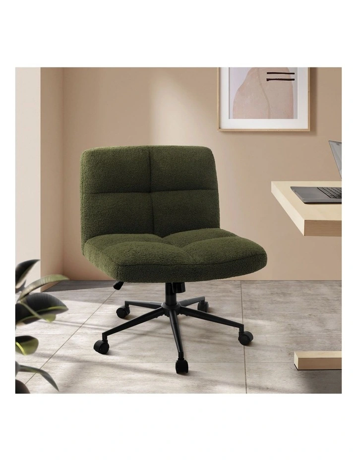Oikiture Armless Office Desk Chair Boucle Green image 4