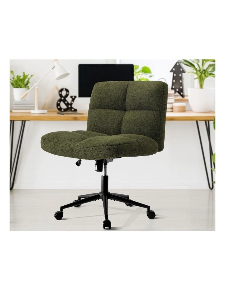 Oikiture Armless Office Desk Chair Boucle Green image 5