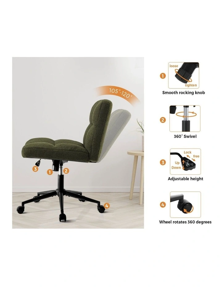 Oikiture Armless Office Desk Chair Boucle Green image 6