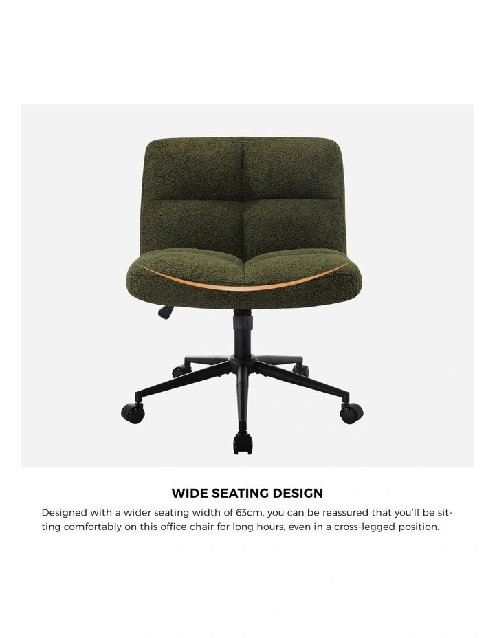Oikiture Armless Office Desk Chair Boucle Green image 7