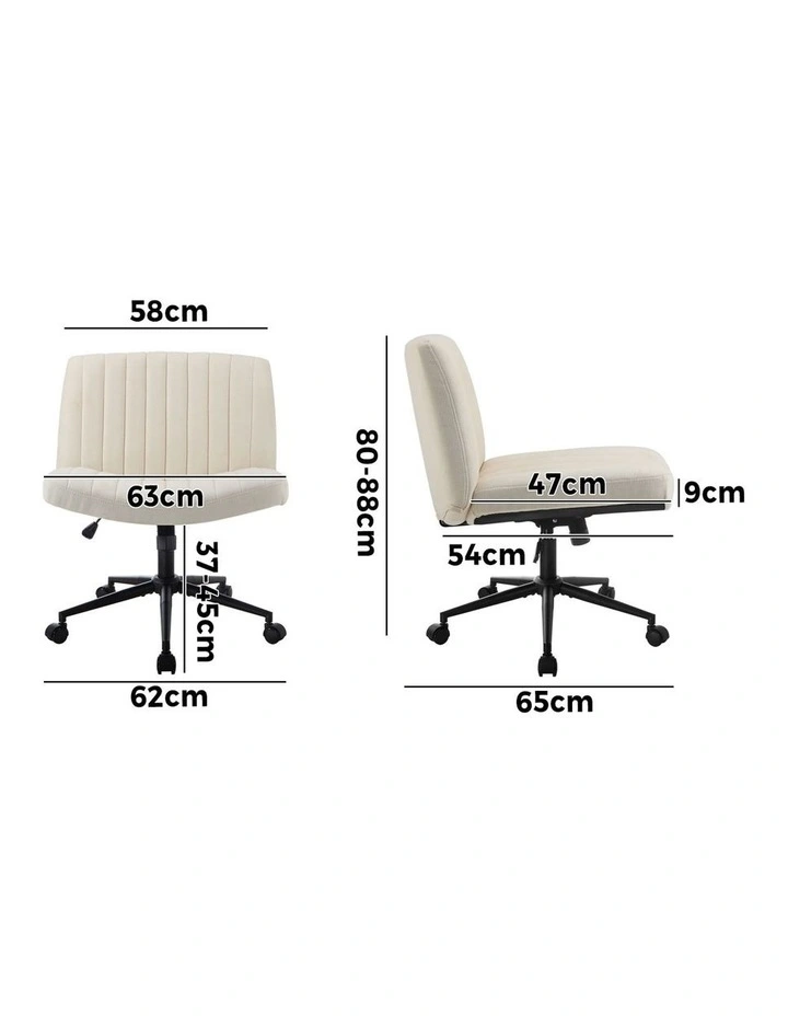 Oikiture Armless Office Desk Chair Linen Beige image 3