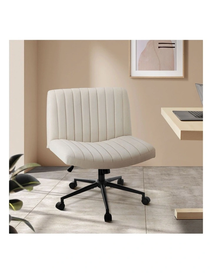 Oikiture Armless Office Desk Chair Linen Beige image 4