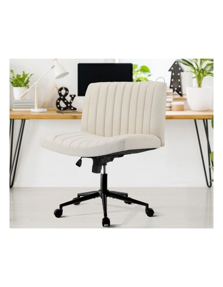 Oikiture Armless Office Desk Chair Linen Beige image 5