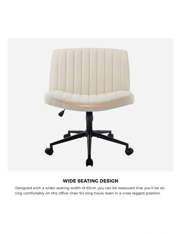 Oikiture Armless Office Desk Chair Linen Beige image 7